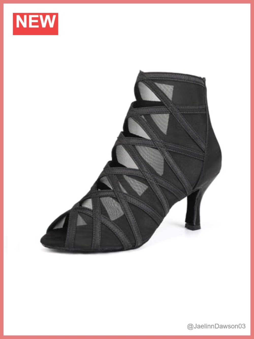 Women's Latin Dance Boots Peep Toe Mesh Satin Ballroom Salsa Tango Shoes